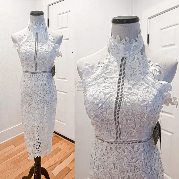 Divine destiny white cheap lace midi dress